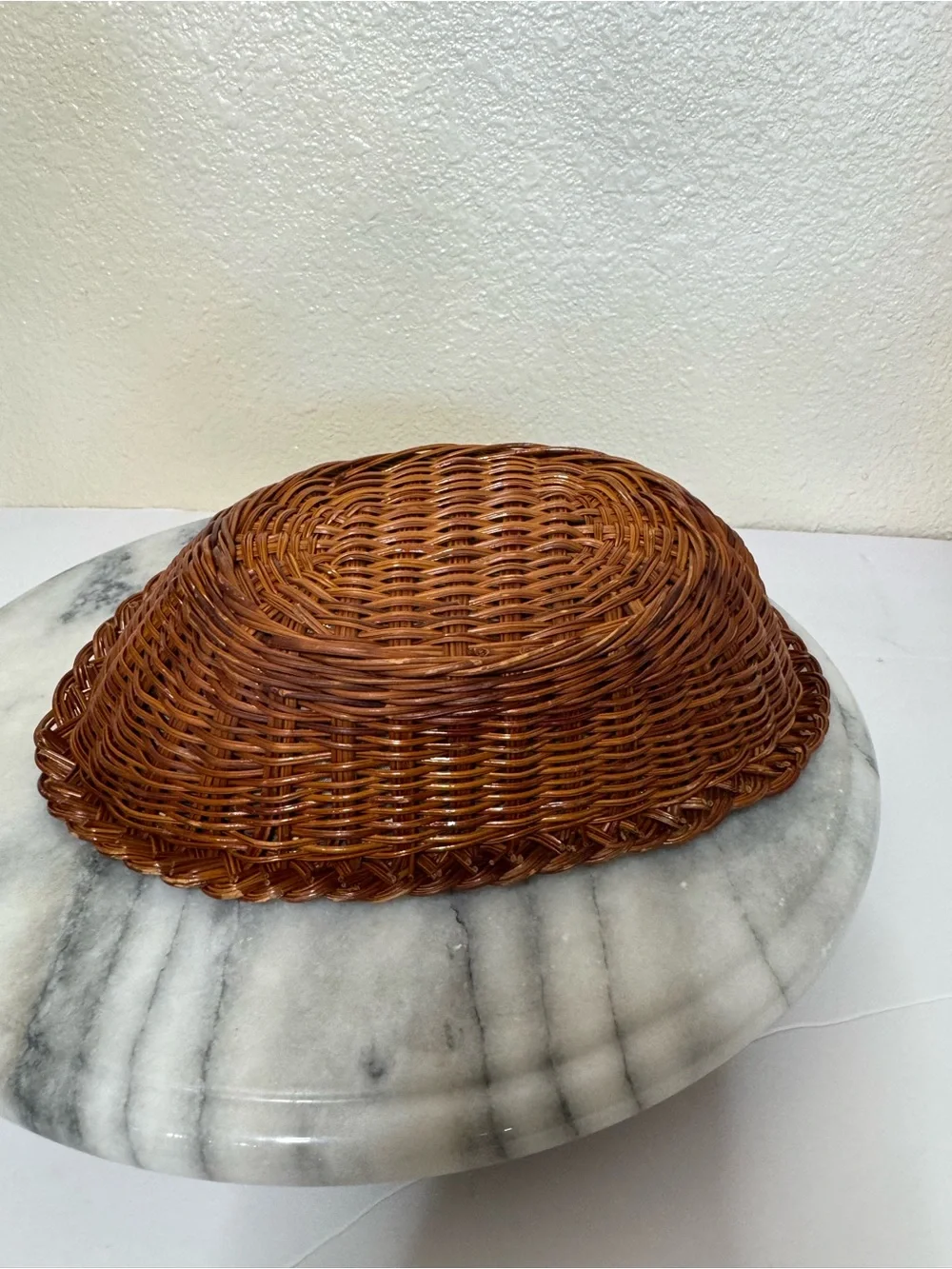 Brown Woven Basket with Blue Heart-Print Liner